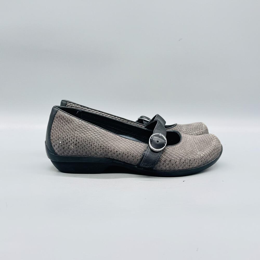 Dansko Shoes Womens 6.5 Gray Leather Mary Jane Flats Buckle Walking Comfort